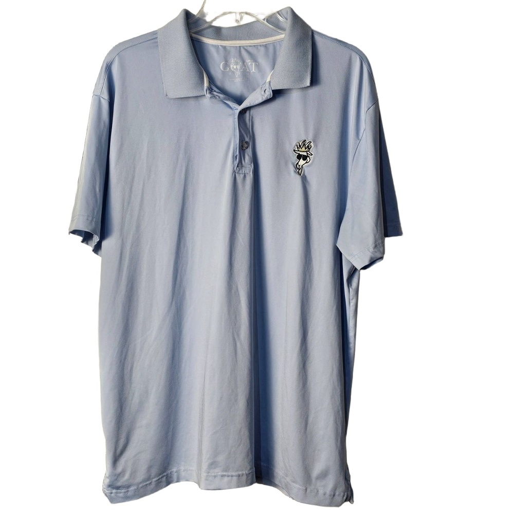 Goat USA Mens Light Blue Short Sleeve Polo Golf Shirt Large